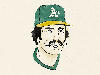 Rollie Fingers baseball hall of fame illustration mustache