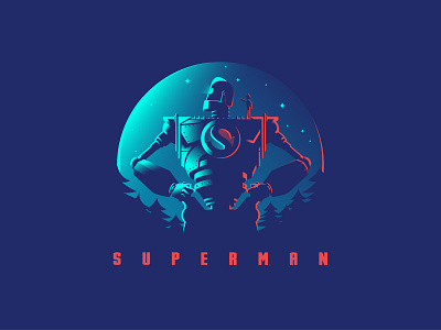 the iron giant albania alien creative creative design design dribbble illustration iron giant jetmir lubonja light logo logo 2d negative space robot superman vector