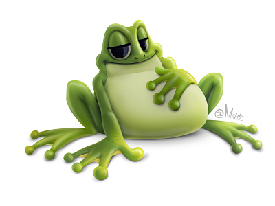 Frog 2d cartoon character concept cute design draw frog illustration toad