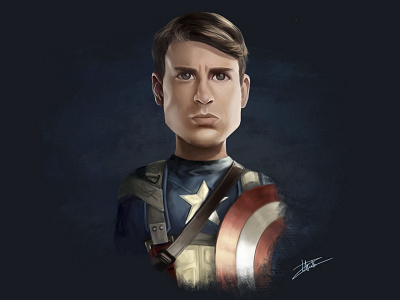 The Captain america blue capitain cartoon character design illustration invite marvel red