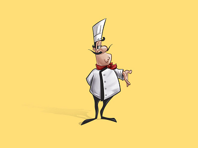 Chef cartoon character chef desenho design digital food illustration mascot painting yellow