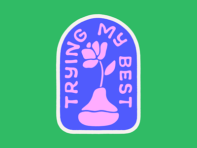 Trying my best badge flower illustration lettering procreate rose typography vase