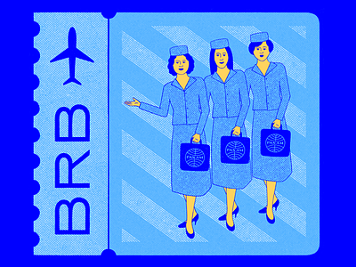 Be Right Back adventure flight illustration lettering pan am plane ticket procreate travel typography