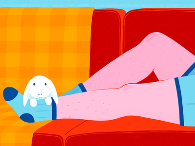 Couch Selfie couch illustration lifestyle procreate rabbit socks winter
