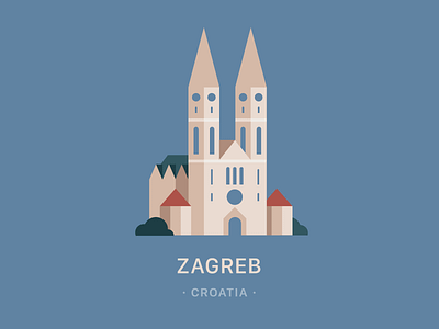 Zagreb adobe illustrator cathedral croatia flat vector flatvector illustration illustrator vektor zagreb