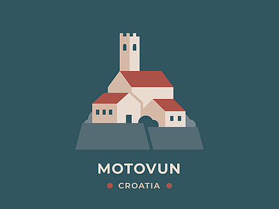 Motovun badge city croatia flat vector illustration istria motovun skyline vector