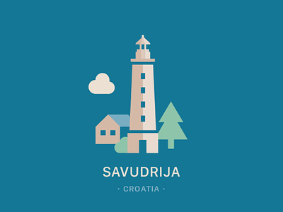 Savudrija Lighthouse adobe illustrator badge city croatia flat vector illustration istria savudrija skyline vector vector illustration