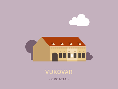 Ruzicka’s house adobe badge city croatia flat vector illustration illustrator skyline vector vector vukovar
