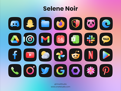 Selene Noir - icon pack android design digitalart homescreen icon design icon pack icon set icons illustration ui