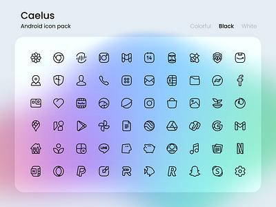 Caelus Black icon pack android app design icon design icon pack icon set icons illustration ui
