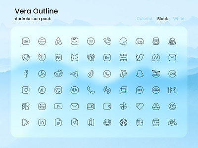 Vera Outline Black android app design icon design icon pack icon set icons illustration logo ui