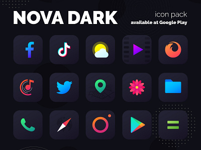 Nova Dark Icon Pack android android app app design icon design icon pack icon set icons vector widget