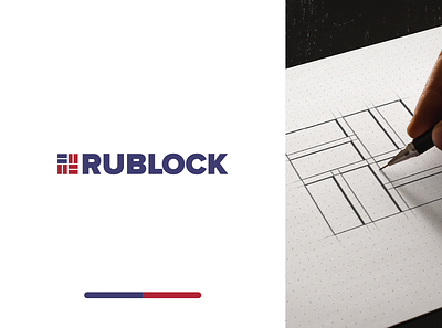 RUBLOCK - LOGO blocks branding carpentry flag flooring logo logo design minimalist minimalistic parqu patriotic tiling usa usa flag