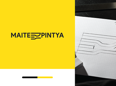 MAITE PINTYA - LOGO black branding cooking dish food fork knife logo logo design minimal minimalist minimalistic nutritionist restaurant yellow