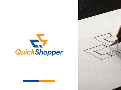 Quick Shopper - LOGO 2 letters basket branding cart express fast logo logo design minimal minimalist minimalistic monogram q qs quick rapid s shopping smart