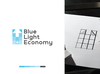 Blue Light Economy - LOGO arrow branding design ecommerce enviroment iphone logo logo design logotype modern phone screen smart smartphone technology up