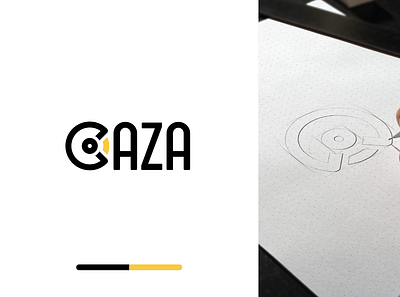 CAZA - LOGO astronaut black branding helmet hidden logo logo design minimal minimalist minimalistic modern negative rocket smart space spaceman spacesuit yellow