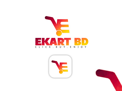 Ekart BD online shop logo 3d cart shop design online shop logo shopping logo