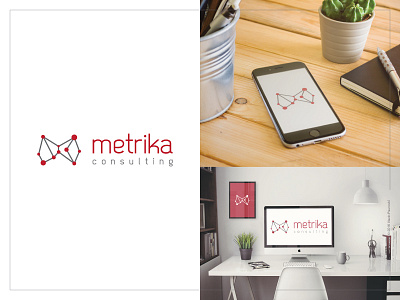 Metrika Consulting Logo brand branding design flat icon logo logotype minimal network simple type wordmark