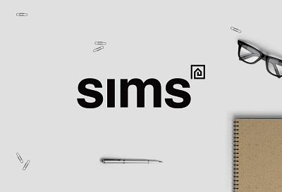 SIMS logo clean clever clip creative design flat graphic design helvetica house icon icon lettering logo logotype minimal simple smart type vector wordmark