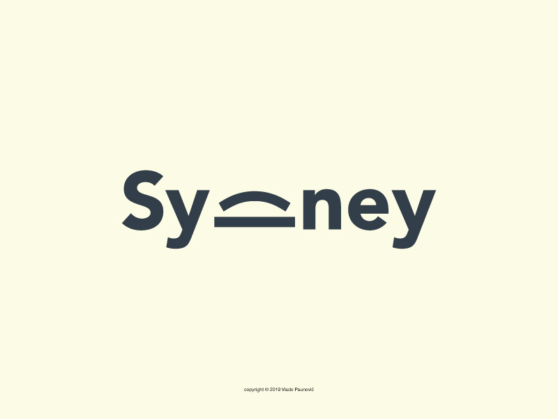 Sydney Logotype flat expressive typography calligram graphic design word clever design logo minimal expressive typography smart simple vector harbour bridge wordmark logotype sydney