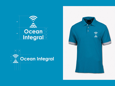Ocean Integral logo communication design flat internet logo logotype maritime ocean satelite service signal type vector wave wireless