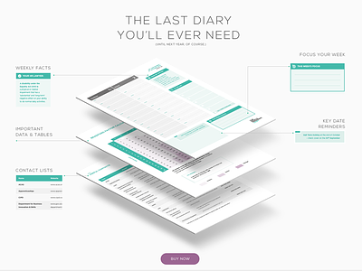 Diary Product Website Section call to action diary feature features flat green iso isometric purple web website