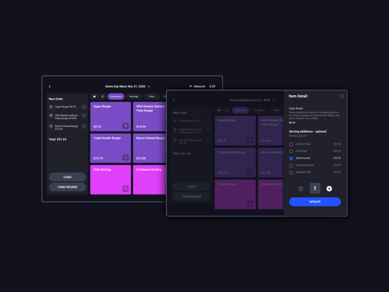 VenueNext Point of Sale app design ui ux