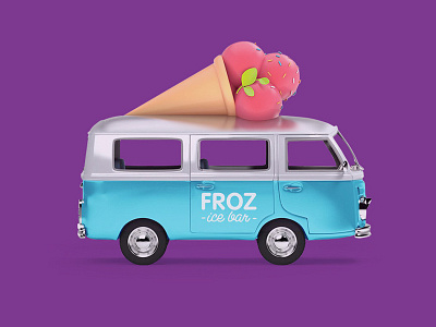 Froz ice-bar icecream icecreamfactory icecreammachine identity lightblue magic pixies purple wearepixies