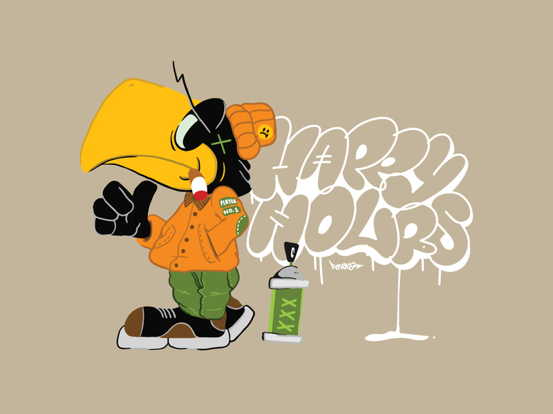 Happy Hours: Throw Up graffiti illustration