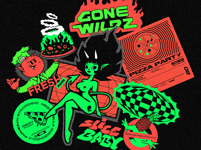 Gone Wildz Pizza cartoon character devil graffiti illustration