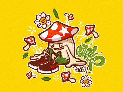 Happy Hours: Mushroom1 cartoon character graffiti illustration mushroom