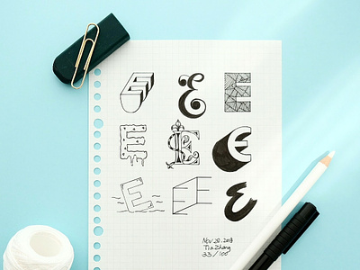 Typography E art branding design dribbble identity illustration logo minimal sketch typography vector