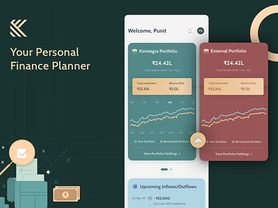 Personal Finance Planner - Kinntegra design finance finance app finances fintech fintech app fintech branding investment mutual funds planner premium sketch ui user interface vector