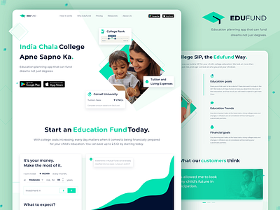 India’s first investment advisory app - Edufund about us blog dashboard design edtech education finances fintech fund home screen landing page learning management planning pricing page procreator sketch ui ux website