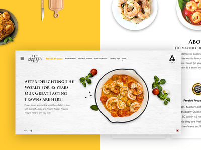ITC Master Chef - Prawns Landing Page branding chef cook cuisine design food food and drink foodie procreator sketch typography ui user interface ux vector website