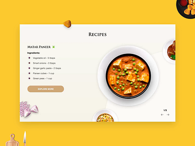 ITC Master Chef - Recipes Section animation branding chef cusine design food ingredients procreator recipes sketch typography ui user interface ux vector