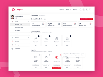 Dashboard UI - Onspon