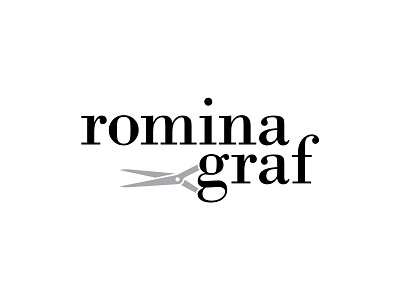 Romina Graf argentina blackandwhite bodoni boutique clean hair salon haircut hairsalon hairstyle hairstyles haricut logo logodesign logotype minimal minimalist premium scissors simple