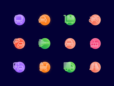 Glassmorphic  transport icons