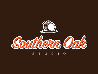 Southern Oak Studio Full Logo acorn brown orange rounded script shadow studio