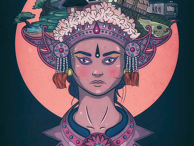 Indonesia girl illustration illustrator portrait traditional vector woman