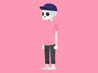 Larry illustration pink skeleton walkcycle