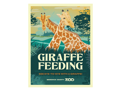Sedgwick County Zoo Attractions - Giraffe Feeding design graphics illustration vector