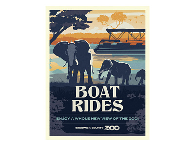Sedgwick County Zoo Attractions - Boat Rides design graphics illustration vector