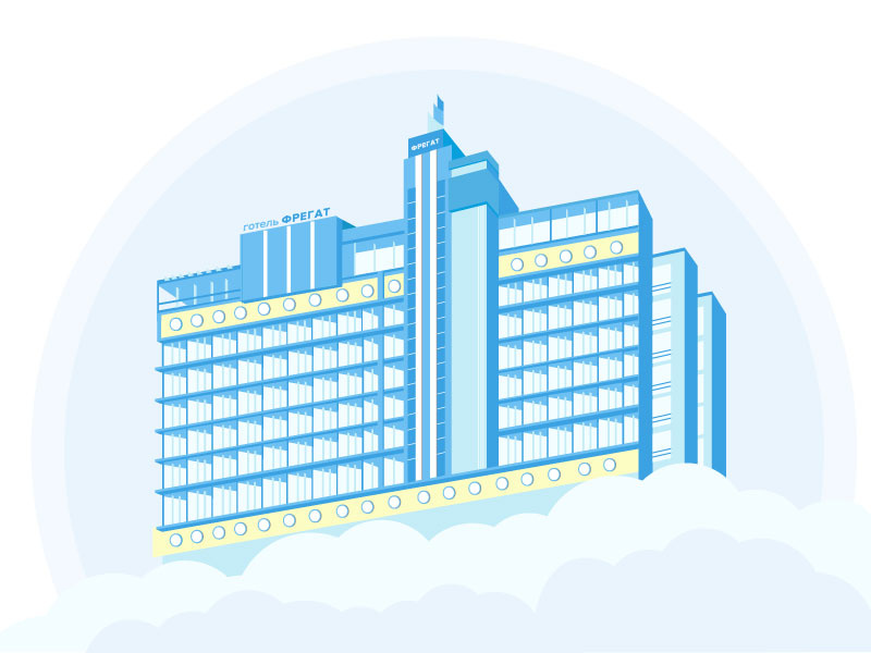 Fregat hotel illustration scape people city building hotel illustration