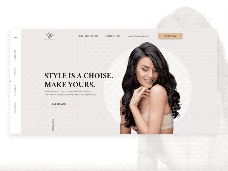Beauty salon Animation 2018 aftereffects animation apple beauty clean design exploded view landing minimal motion principle typography ui ux website