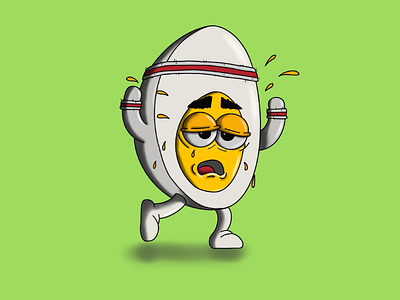 Keep on running little egg man cartoon character exercise exhausted food funny hard boiled egg humor illustration motivation motivational running sweat tired