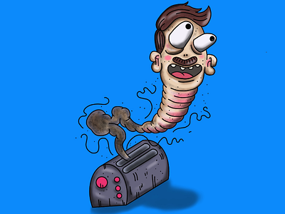 Worm ghost art bread character dork drawing ghost illustration kitchen lowbrow moustache procreate sketch snake toaster worm