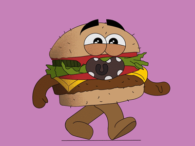 Burger walk dribbble adobe aftereffects animation animation 2d burger cartoon character character design food illustration gif learning loop animation motion motion art procreate walkcycle